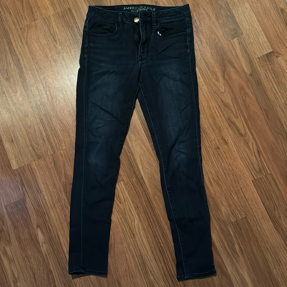 Blue stretchy skinny American Eagle jeans